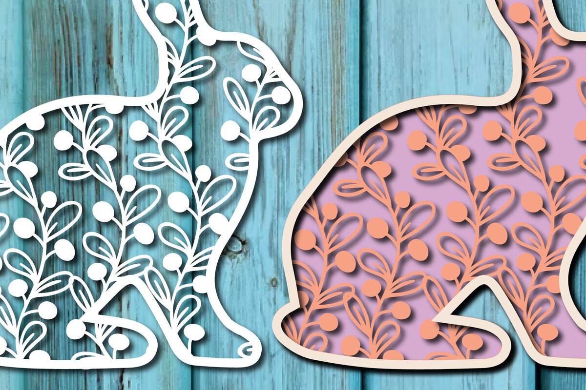 Intra απο ξύλο plywood  Χρώμα wenge 3mm-4mm πάχος - Easter Bunny , Layer Paper Cut Δίασταση 15x15 cm INTRAFABR-121495047