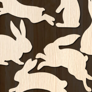 Intra απο ξύλο plywood  Χρώμα wenge 3mm-4mm πάχος - Πακέτο υ κομμένου χαρτιού Easter Bunny Δίασταση 15x15 cm INTRAFABR-121495054