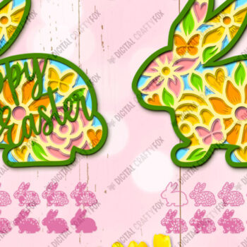 Intra απο ξύλο plywood  Χρώμα wenge 3mm-4mm πάχος - Πασχαλινό λαγουδάκι , 3D λαγουδάκι, λαγουδάκι λουλουδιών Δίασταση 30x40 cm INTRAFABR-121509529 - Image 1