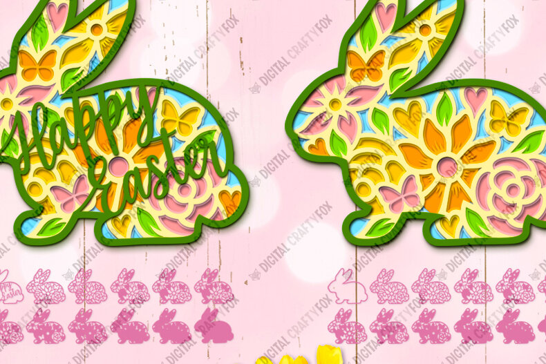 Intra απο ξύλο plywood  Χρώμα wenge 3mm-4mm πάχος - Πασχαλινό λαγουδάκι , 3D λαγουδάκι, λαγουδάκι λουλουδιών Δίασταση 30x40 cm INTRAFABR-121509529