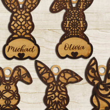 Intra απο ξύλο plywood  Χρώμα wenge 3mm-4mm πάχος - Πακέτο ετικετών πασχαλινό λαγουδάκι Δίασταση 4x7 cm INTRAFABR-121509545 - Image 4