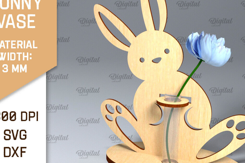 Intra απο ξύλο plywood  Χρώμα wenge 3mm-4mm πάχος - Πασχαλινό βάζο για λαγουδάκι . Πασχαλινό Βάζο Laser Δίασταση 15x15 cm INTRAFABR-91936092