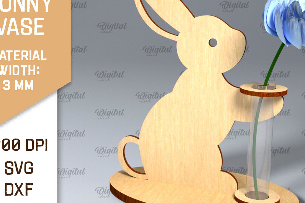 Intra απο ξύλο plywood  Χρώμα wenge 3mm-4mm πάχος - Πασχαλινό βάζο για λαγουδάκι . Πασχαλινό Βάζο Laser Δίασταση 15x15 cm INTRAFABR-93010825