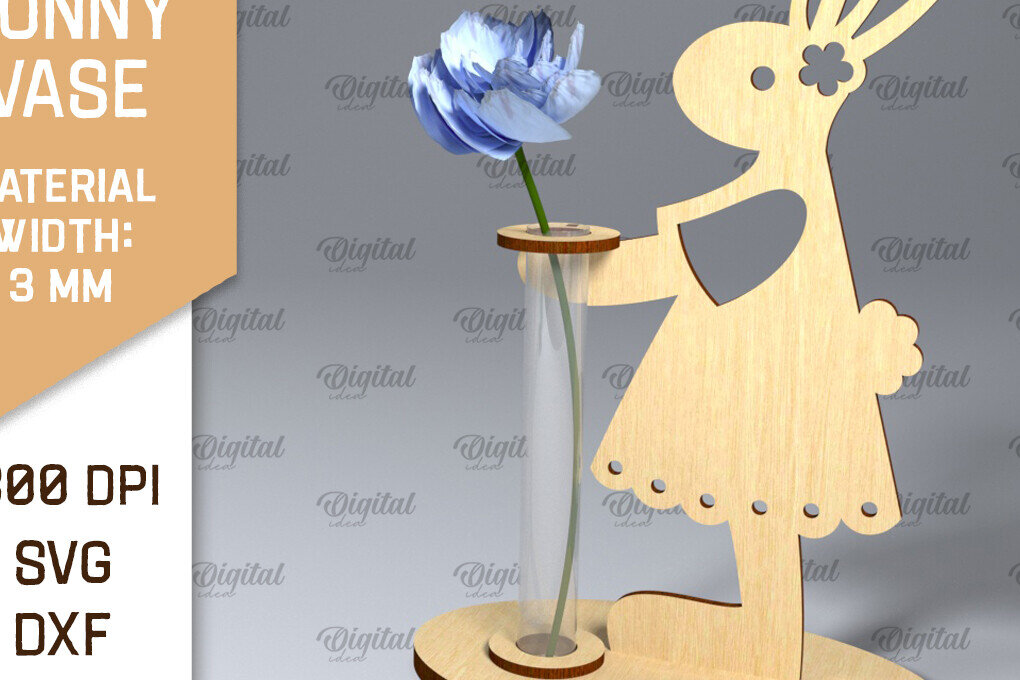 Intra απο ξύλο plywood  Χρώμα wenge 3mm-4mm πάχος - Πασχαλινό βάζο για λαγουδάκι . Πασχαλινό Βάζο Laser Δίασταση 15x15 cm INTRAFABR-122664297