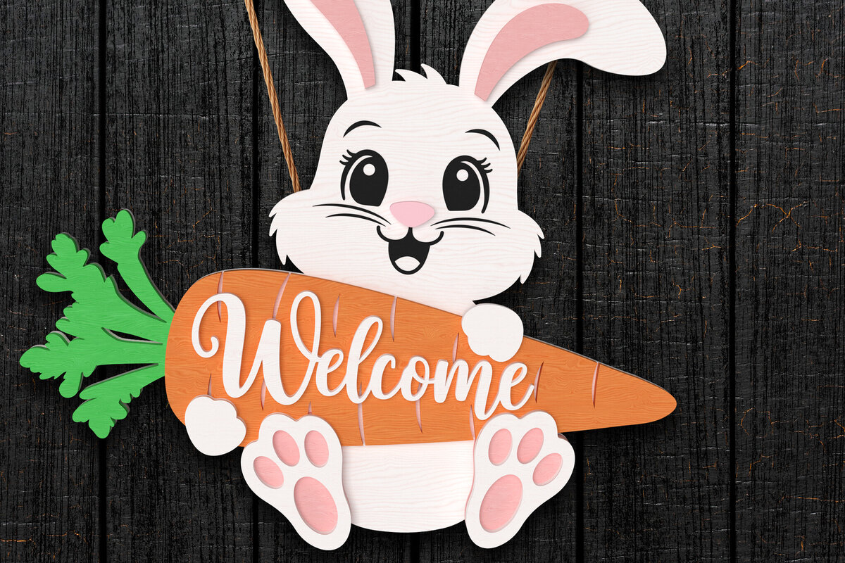 Intra απο ξύλο plywood  Χρώμα wenge 3mm-4mm πάχος - Πασχαλινό λαγουδάκι καλωσορίσματος καρότο σημάδι Δίασταση 30x20 cm INTRAFABR-122664443