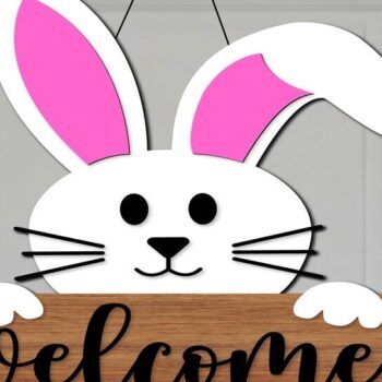 Intra απο ξύλο plywood  Χρώμα wenge 3mm-4mm πάχος - Κρεμάστρα πόρτας καλωσορίσματος Easter Bunny PNG Δίασταση 15x15 cm INTRAFABR-122664453 - Image 1