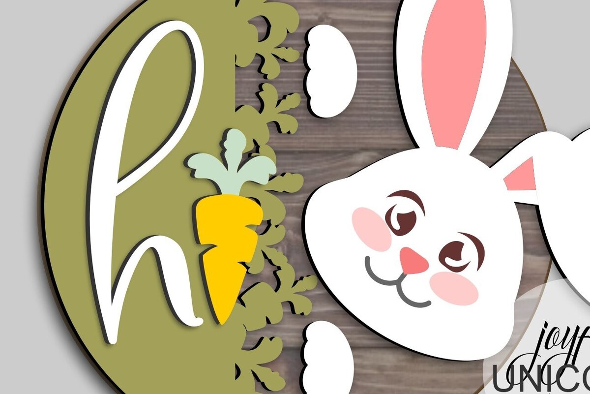 Intra απο ξύλο plywood  Χρώμα wenge 3mm-4mm πάχος - Κρεμάστρα πόρτας καλωσορίσματος Easter Bunny Δίασταση 15x15 cm INTRAFABR-122663954