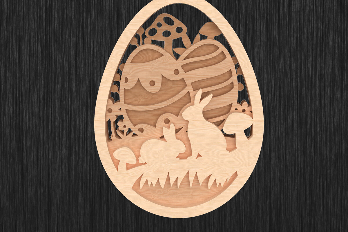 Intra απο ξύλο plywood  Χρώμα wenge 3mm-4mm πάχος - Πασχαλινό λαγουδάκι με αυγό στολίδι με λέιζερ Δίασταση 6x6 cm INTRAFABR-122664026