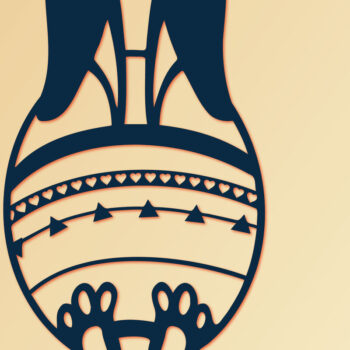 Intra απο ξύλο plywood  Χρώμα wenge 3mm-4mm πάχος - Πασχαλινό λαγουδάκι με κομμένο αυγού Δίασταση 15x15 cm INTRAFABR-122723824 - Image 1