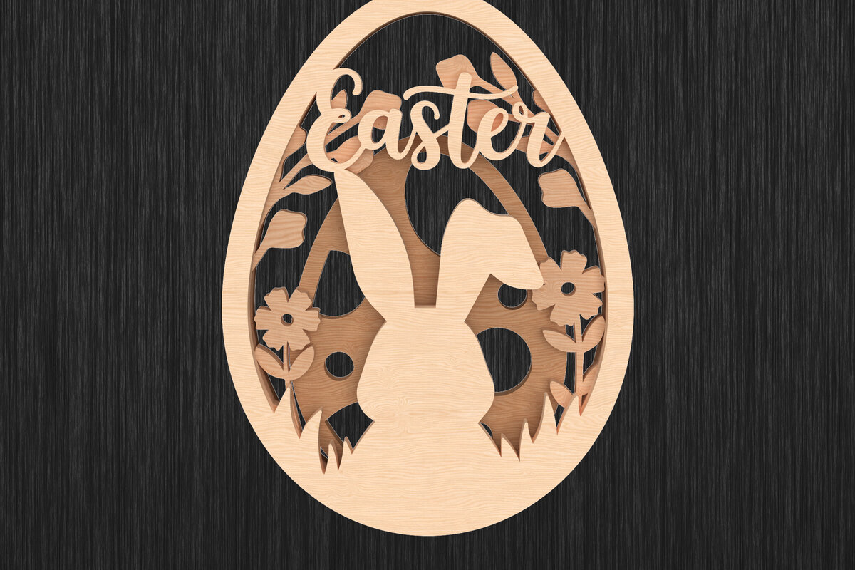 Intra απο ξύλο plywood  Χρώμα wenge 3mm-4mm πάχος - Πασχαλινό λαγουδάκι με λουλούδια στολίδι Δίασταση 6x6 cm INTRAFABR-122723809