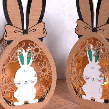 Intra απο ξύλο plywood  Χρώμα wenge 3mm-4mm πάχος - Ξύλινο κουτί Easter Bunny – Τρισδιάστατη Δίασταση 15x15 cm INTRAFABR-122663931 - Image 1