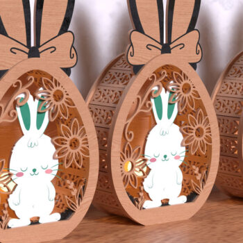 Intra απο ξύλο plywood  Χρώμα wenge 3mm-4mm πάχος - Ξύλινο κουτί Easter Bunny – Τρισδιάστατη Δίασταση 15x15 cm INTRAFABR-122663931 - Image 4
