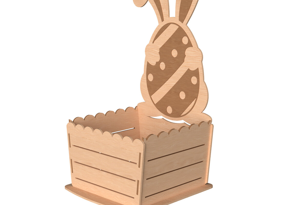 Intra απο ξύλο plywood  Χρώμα wenge 3mm-4mm πάχος - Πασχαλινό λαγουδάκι Ξύλινο Κλουβί με λέιζερ Δίασταση 30x20 cm INTRAFABR-31936943