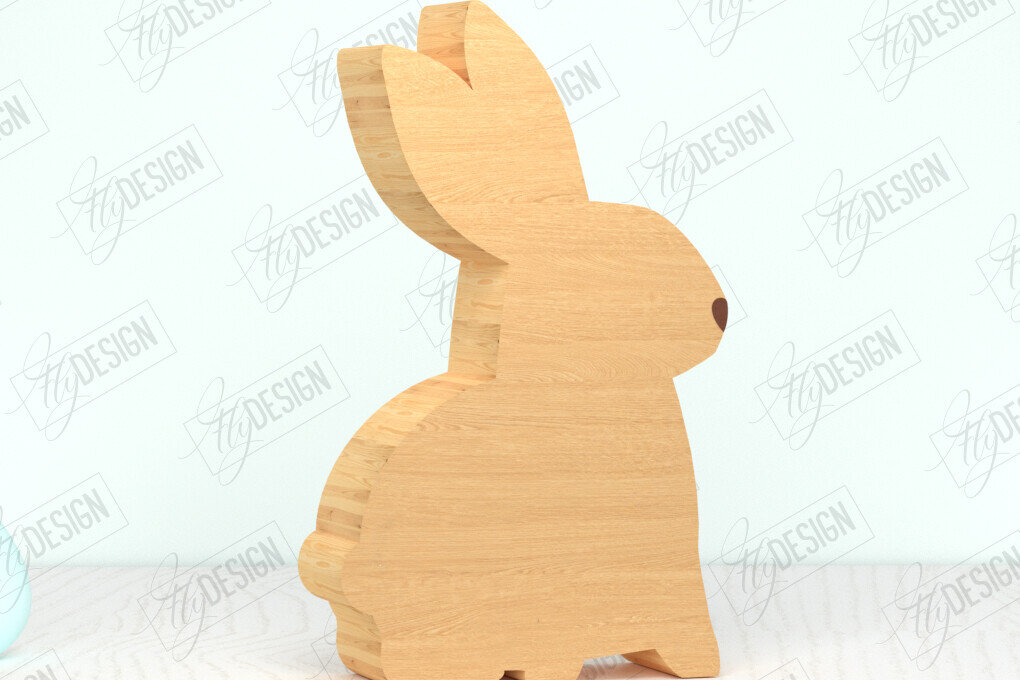 Intra απο ξύλο plywood  Χρώμα wenge 3mm-4mm πάχος - Πασχαλινό λαγουδάκι Ξύλινο ντεκόρ | Πασχαλινό σημάδι Δίασταση 15x15 cm INTRAFABR-96408954