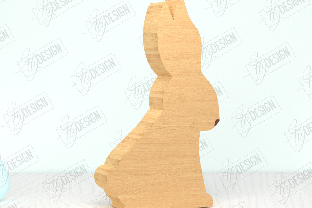 Intra απο ξύλο plywood  Χρώμα wenge 3mm-4mm πάχος - Πασχαλινό λαγουδάκι Ξύλινο ντεκόρ | Πασχαλινό σημάδι Δίασταση 15x15 cm INTRAFABR-96408990