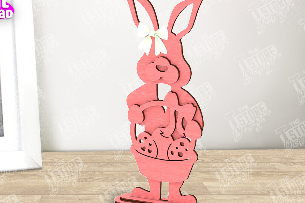 Intra απο ξύλο plywood  Χρώμα wenge 3mm-4mm πάχος - Πασχαλινό λαγουδάκι Ξύλινο ντεκόρ | Πασχαλινό περίπτερο Δίασταση 15x15 cm INTRAFABR-96408997