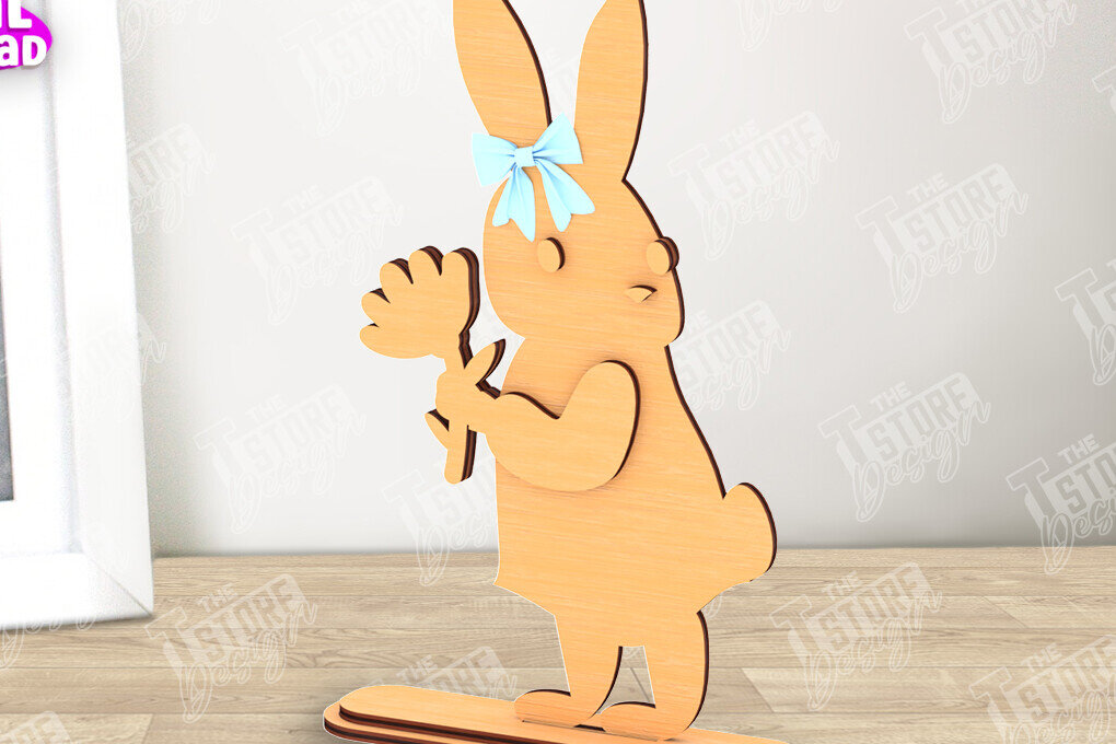 Intra απο ξύλο plywood  Χρώμα wenge 3mm-4mm πάχος - Πασχαλινό λαγουδάκι Ξύλινο ντεκόρ | Πασχαλινό περίπτερο Δίασταση 15x15 cm INTRAFABR-91801275