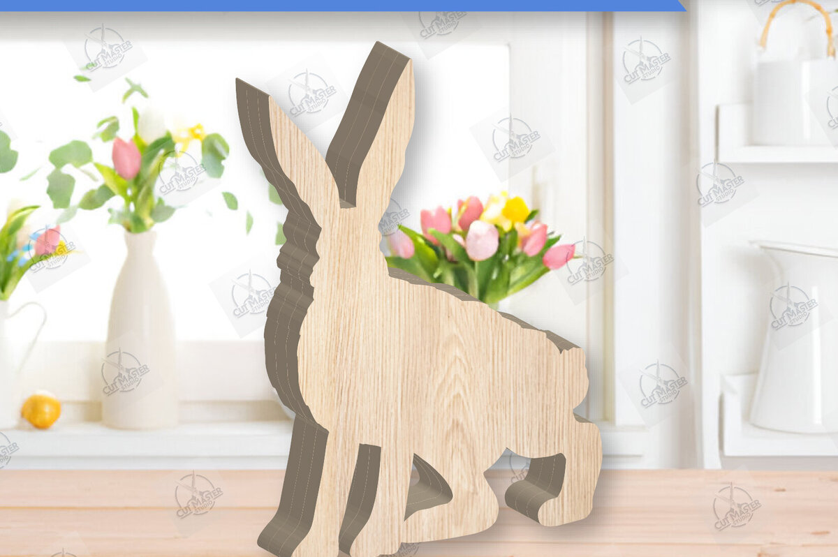 Intra απο ξύλο plywood  Χρώμα wenge 3mm-4mm πάχος - Πασχαλινό λαγουδάκι Ξύλινη διακόσμηση με λέιζερ Δίασταση 15x15 cm INTRAFABR-30763685