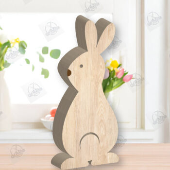 Intra απο ξύλο plywood Χρώμα wenge 3mm-4mm πάχος - Πασχαλινό λαγουδάκι Ξύλινη διακόσμηση με λέιζερ Δίασταση 15x15 cm INTRAFABR-30737393 - Image 2