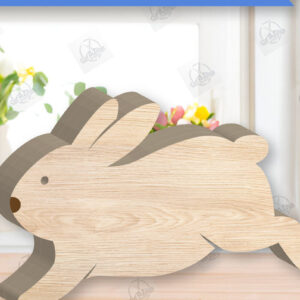 Intra απο ξύλο plywood  Χρώμα wenge 3mm-4mm πάχος - Πασχαλινό λαγουδάκι Ξύλινη διακόσμηση με λέιζερ Δίασταση 15x15 cm INTRAFABR-30738164