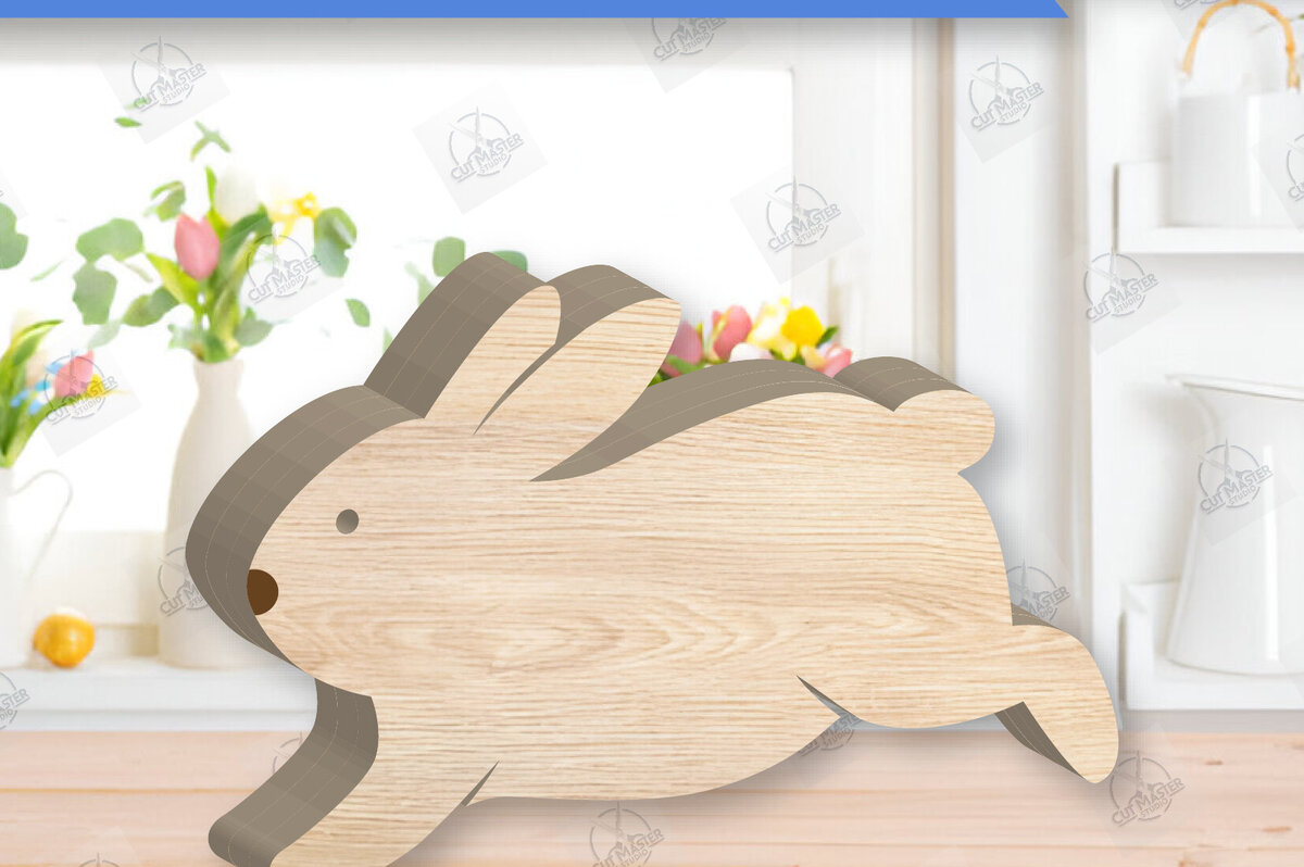 Intra απο ξύλο plywood  Χρώμα wenge 3mm-4mm πάχος - Πασχαλινό λαγουδάκι Ξύλινη διακόσμηση με λέιζερ Δίασταση 15x15 cm INTRAFABR-30738164