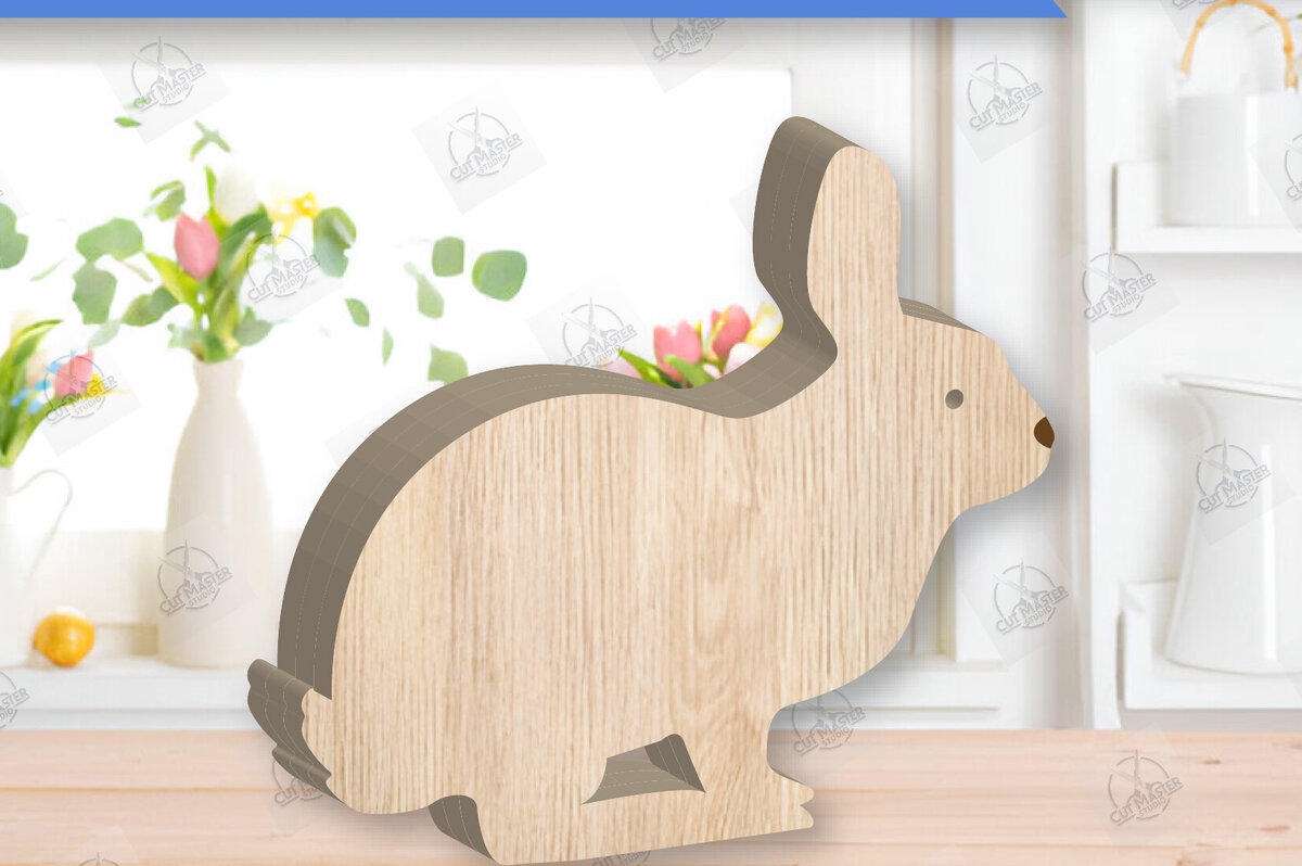 Intra απο ξύλο plywood  Χρώμα wenge 3mm-4mm πάχος - Πασχαλινό λαγουδάκι Ξύλινη διακόσμηση με λέιζερ Δίασταση 15x15 cm INTRAFABR-95711643