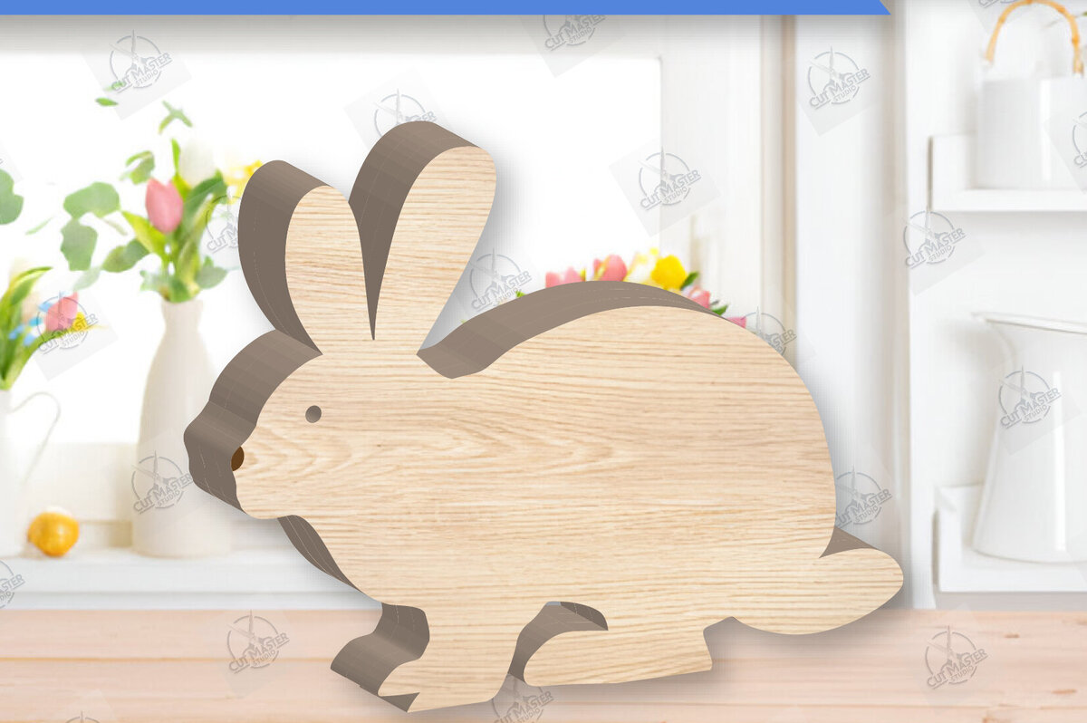 Intra απο ξύλο plywood  Χρώμα wenge 3mm-4mm πάχος - Πασχαλινό λαγουδάκι Ξύλινη διακόσμηση με λέιζερ Δίασταση 15x15 cm INTRAFABR-96337683