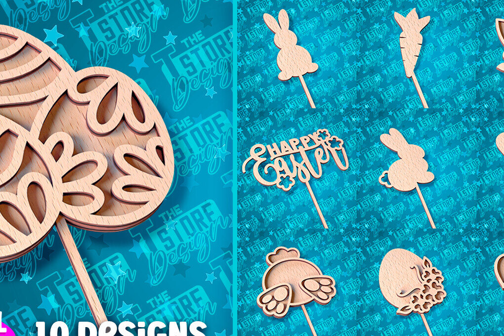 Intra απο ξύλο plywood  Χρώμα wenge 3mm-4mm πάχος - Πασχαλινό κέικ Topper | CNC Δίασταση 15x15 cm INTRAFABR-91794586