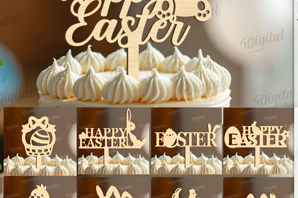 Intra απο ξύλο plywood  Χρώμα wenge 3mm-4mm πάχος - Πασχαλινό κέικ Toppers Πακέτο κοπής με λέιζερ Δίασταση 15x15 cm INTRAFABR-121348692