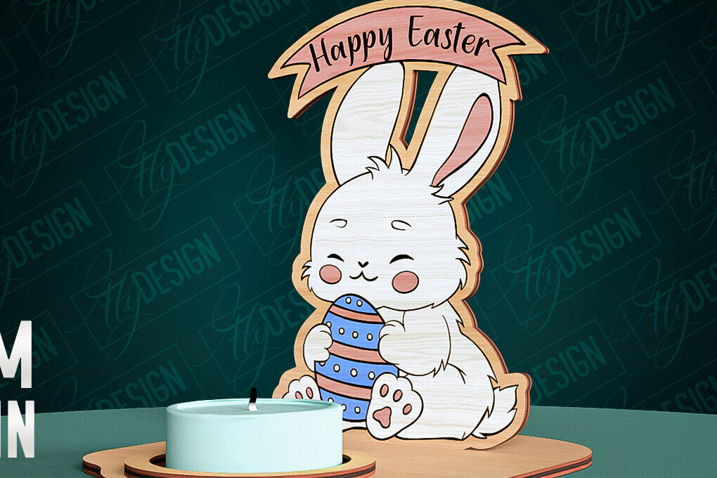 Intra απο ξύλο plywood  Χρώμα wenge 3mm-4mm πάχος - Πασχαλινή λαμπάδα κοπής με λέιζερ | CNC Δίασταση 15x15 cm INTRAFABR-116727648