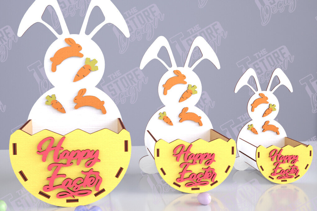 Intra απο ξύλο plywood  Χρώμα wenge 3mm-4mm πάχος - Πασχαλινό καλάθι με καραμέλες | Αυγοθήκη | Λαγουδάκι Δίασταση 15x15 cm INTRAFABR-116797472