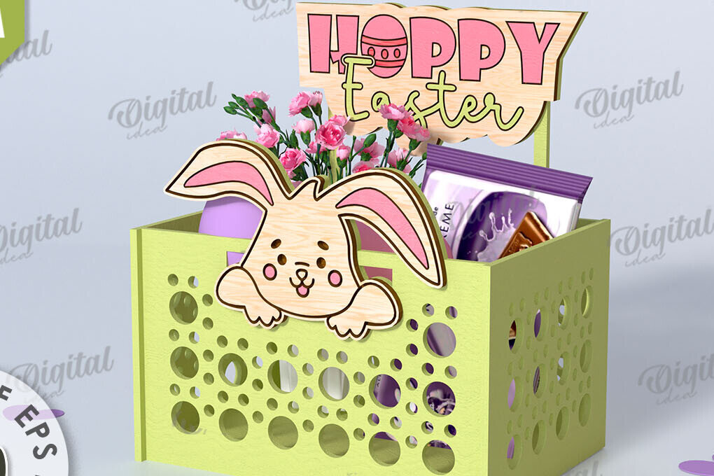 Intra απο ξύλο plywood  Χρώμα wenge 3mm-4mm πάχος - Πασχαλινό κουτί καραμέλας LaserCut. Πασχαλινό σχέδιο Δίασταση 15x15 cm INTRAFABR-119715465