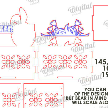 Intra απο ξύλο plywood  Χρώμα wenge 3mm-4mm πάχος - Πασχαλινό κουτί καραμέλας LaserCut. Πασχαλινό σχέδιο Δίασταση 15x15 cm INTRAFABR-119715470 - Image 3
