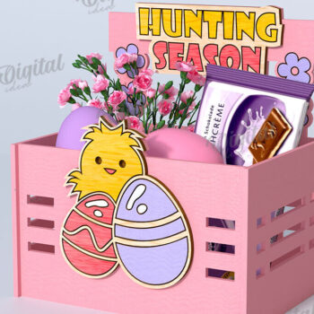 Intra απο ξύλο plywood  Χρώμα wenge 3mm-4mm πάχος - Πασχαλινό κουτί καραμέλας LaserCut. Πασχαλινό σχέδιο Δίασταση 15x15 cm INTRAFABR-119715131 - Image 1