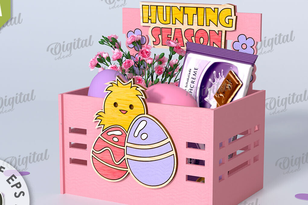 Intra απο ξύλο plywood  Χρώμα wenge 3mm-4mm πάχος - Πασχαλινό κουτί καραμέλας LaserCut. Πασχαλινό σχέδιο Δίασταση 15x15 cm INTRAFABR-119715131