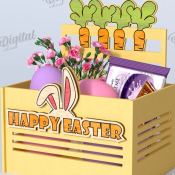 Intra απο ξύλο plywood  Χρώμα wenge 3mm-4mm πάχος - Πασχαλινό κουτί καραμέλας LaserCut. Πασχαλινό σχέδιο Δίασταση 15x15 cm INTRAFABR-119715141 - Image 1