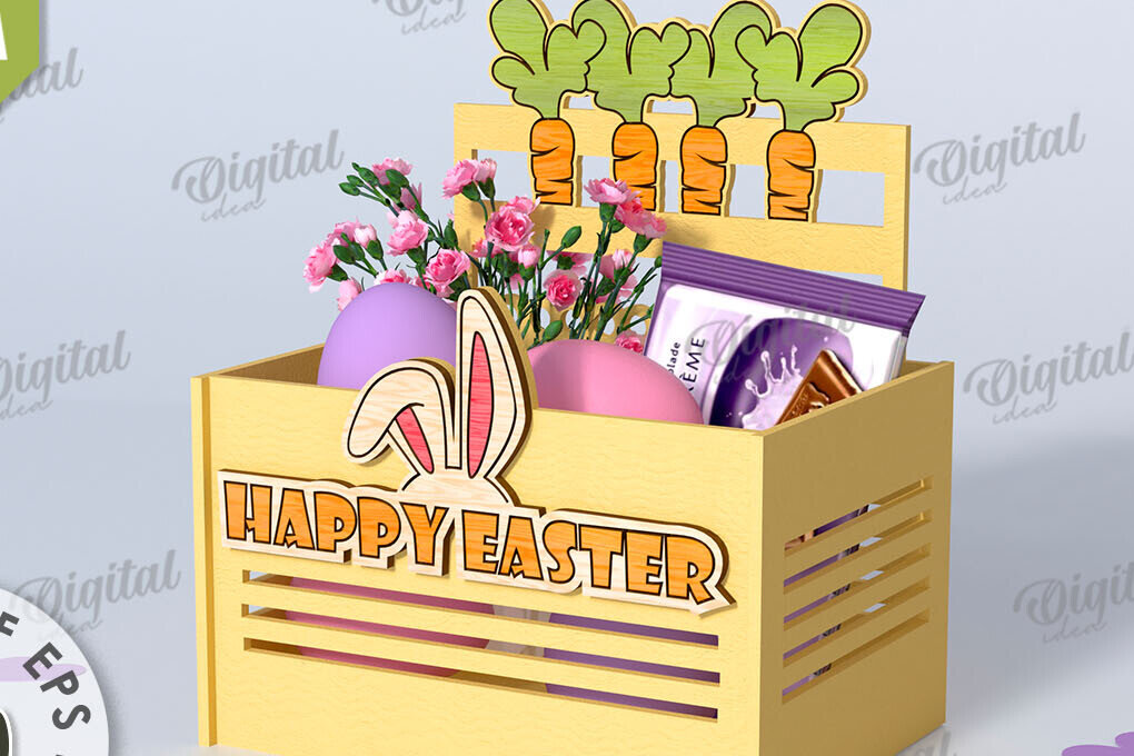 Intra απο ξύλο plywood  Χρώμα wenge 3mm-4mm πάχος - Πασχαλινό κουτί καραμέλας LaserCut. Πασχαλινό σχέδιο Δίασταση 15x15 cm INTRAFABR-119715141