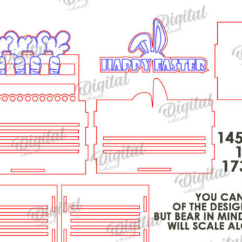 Intra απο ξύλο plywood  Χρώμα wenge 3mm-4mm πάχος - Πασχαλινό κουτί καραμέλας LaserCut. Πασχαλινό σχέδιο Δίασταση 15x15 cm INTRAFABR-119715141 - Image 2