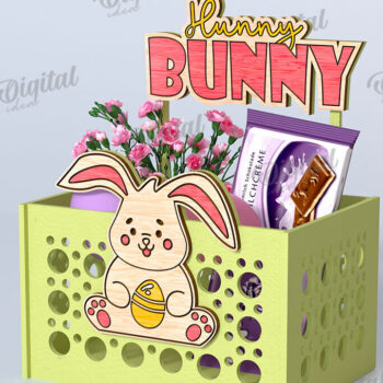 Intra απο ξύλο plywood  Χρώμα wenge 3mm-4mm πάχος - Πασχαλινό κουτί καραμέλας LaserCut. Πασχαλινό σχέδιο Δίασταση 15x15 cm INTRAFABR-119715358 - Image 1