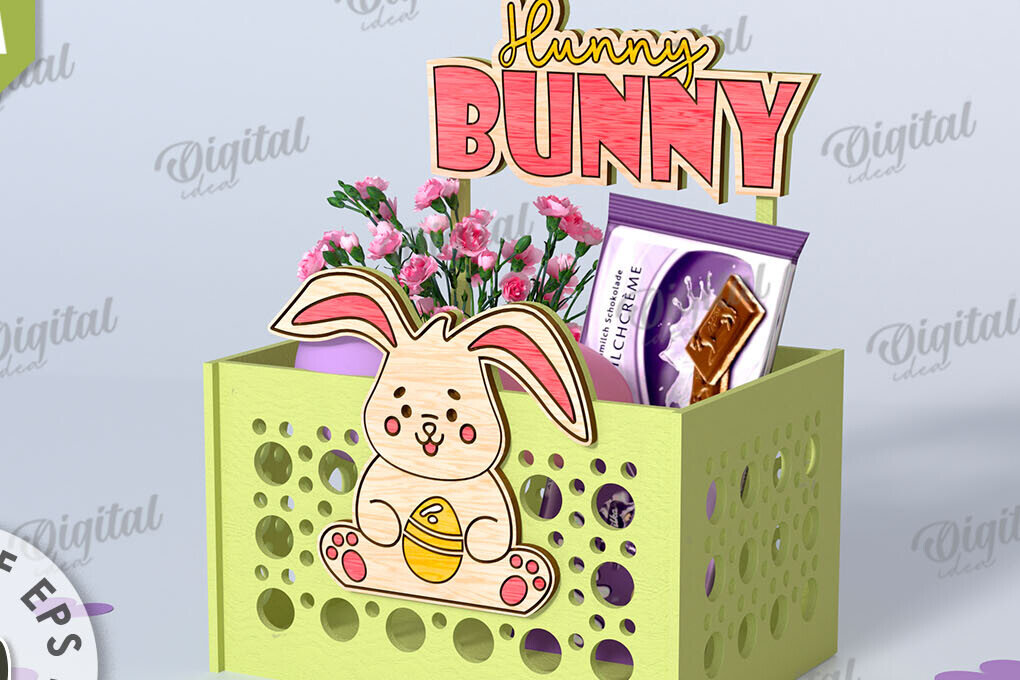 Intra απο ξύλο plywood  Χρώμα wenge 3mm-4mm πάχος - Πασχαλινό κουτί καραμέλας LaserCut. Πασχαλινό σχέδιο Δίασταση 15x15 cm INTRAFABR-119715358