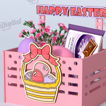 Intra απο ξύλο plywood  Χρώμα wenge 3mm-4mm πάχος - Πασχαλινό κουτί καραμέλας LaserCut. Πασχαλινό σχέδιο Δίασταση 15x15 cm INTRAFABR-119715364 - Image 1