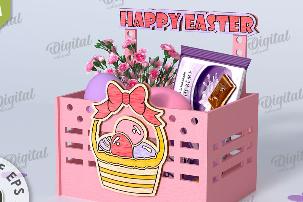 Intra απο ξύλο plywood  Χρώμα wenge 3mm-4mm πάχος - Πασχαλινό κουτί καραμέλας LaserCut. Πασχαλινό σχέδιο Δίασταση 15x15 cm INTRAFABR-119715364