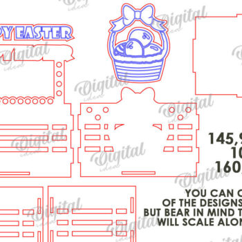 Intra απο ξύλο plywood  Χρώμα wenge 3mm-4mm πάχος - Πασχαλινό κουτί καραμέλας LaserCut. Πασχαλινό σχέδιο Δίασταση 15x15 cm INTRAFABR-119715364 - Image 3