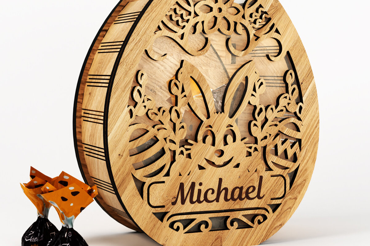 Intra απο ξύλο plywood  Χρώμα wenge 3mm-4mm πάχος - Πασχαλινή Μπαχαροθήκη με Όνομα Δίασταση 5x5 cm INTRAFABR-70818888