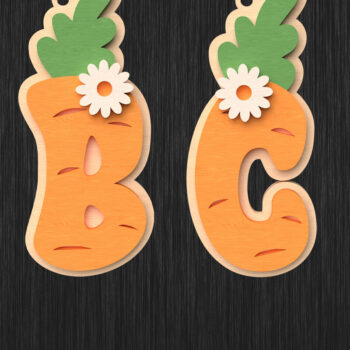 Intra απο ξύλο plywood  Χρώμα wenge 3mm-4mm πάχος - Πασχαλινό καλάθι με καρότο Ετικέτες Δίασταση 30x20 cm INTRAFABR-119867512 - Image 1