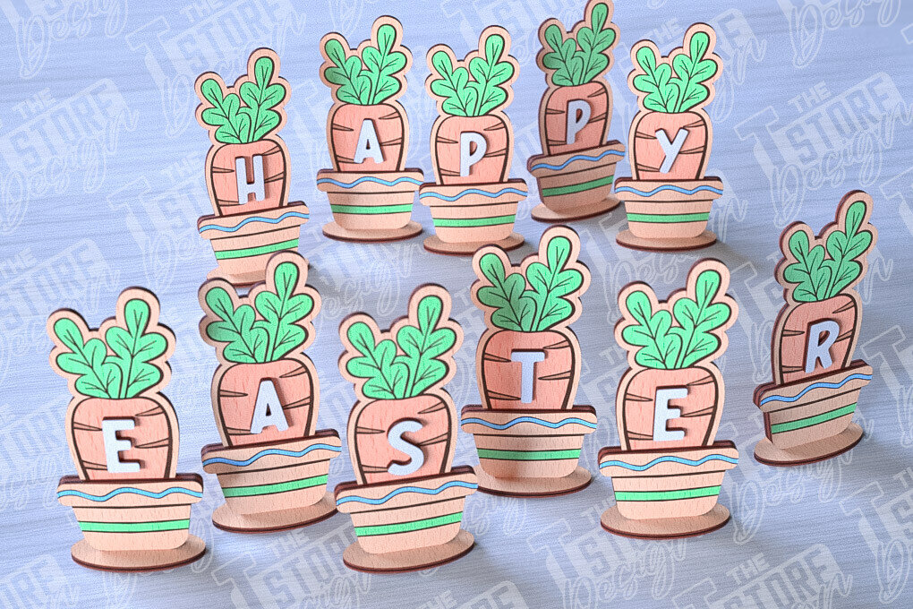 Intra απο ξύλο plywood  Χρώμα wenge 3mm-4mm πάχος - Πασχαλινά καρότα | με λέιζερ Δίασταση 15x15 cm INTRAFABR-81349872