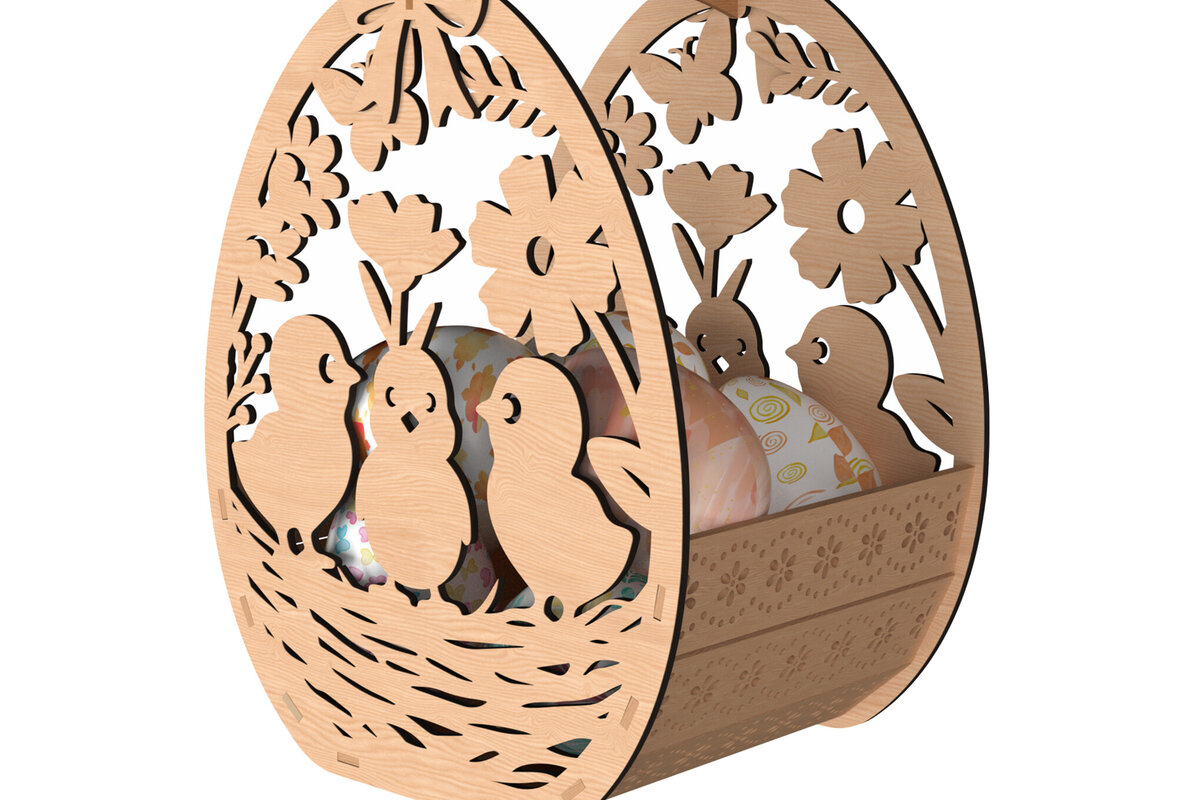 Intra απο ξύλο plywood  Χρώμα wenge 3mm-4mm πάχος - Πασχαλινό Chick Basket Δίασταση 30x20 cm INTRAFABR-88040958