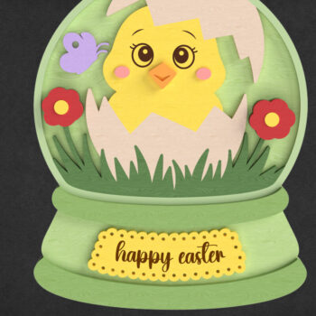 Intra απο ξύλο plywood  Χρώμα wenge 3mm-4mm πάχος - Easter Chick Snow Globe Δίασταση 6x6 cm INTRAFABR-29685125 - Image 1