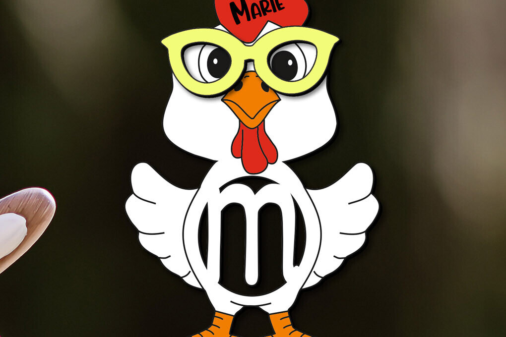 Intra απο ξύλο plywood  Χρώμα wenge 3mm-4mm πάχος - Πασχαλινό κοτόπουλο Γιορτινό γράμμα M Καλάθι Δίασταση 6x6 cm INTRAFABR-94075080