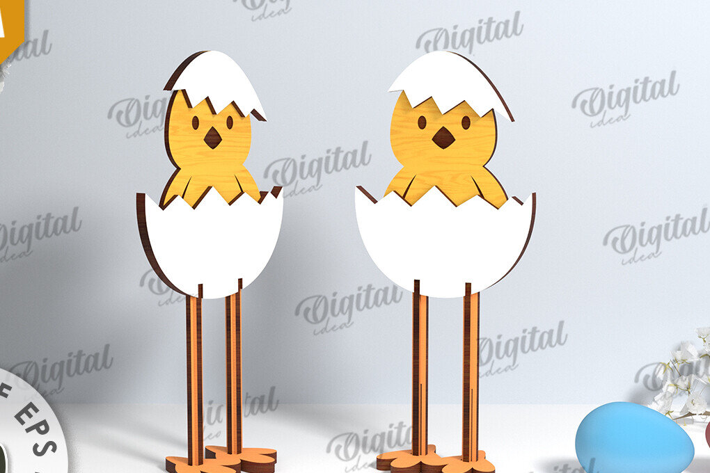 Intra απο ξύλο plywood  Χρώμα wenge 3mm-4mm πάχος - Πασχαλινό κοτόπουλο LaserCut. Πασχαλινός χαρακτήρας Δίασταση 15x15 cm INTRAFABR-94074127